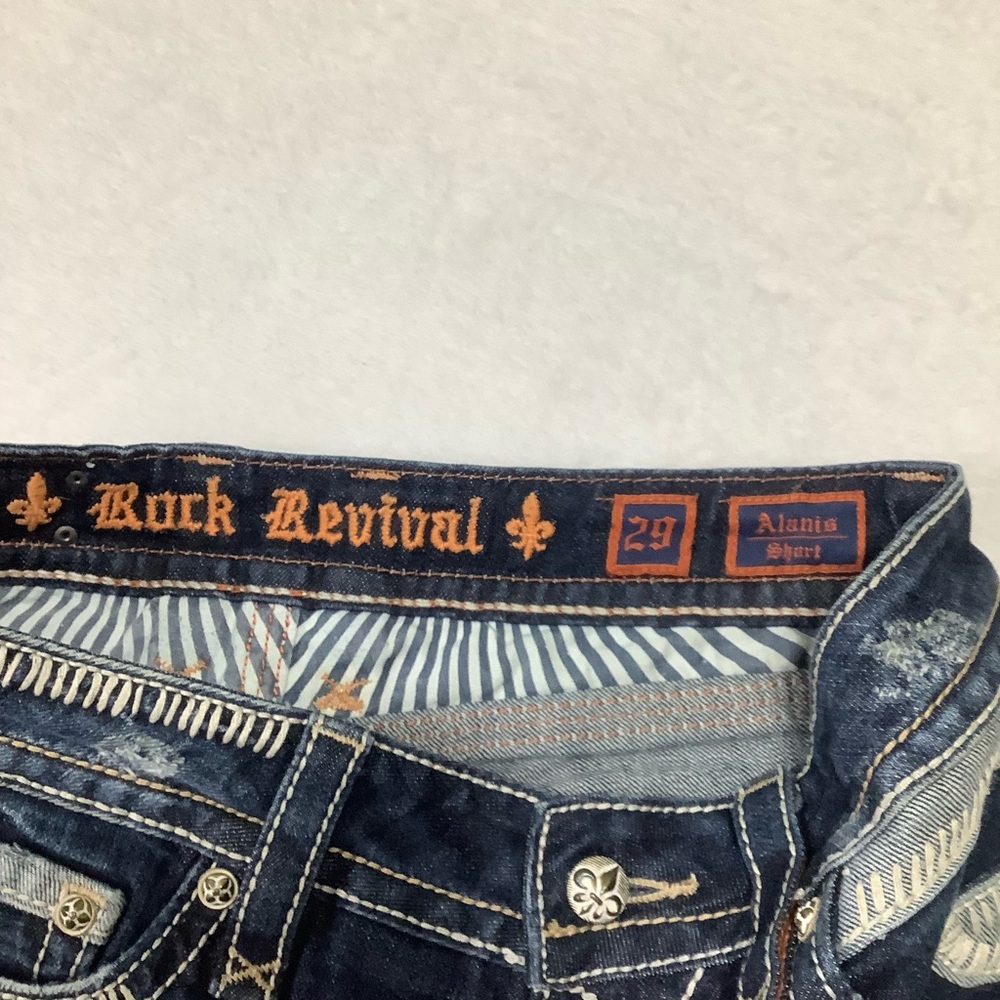 Rock Revival Alanis Jean Short HTF Sz 29 Blue - Picture 3 of 11